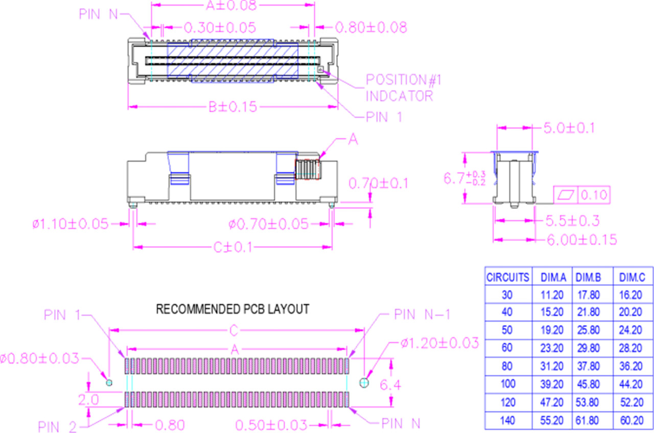 0.8 mm Boodhka ilaa xidhiidhiyaha guddiga - 6.7mm Dhererka lab (4)